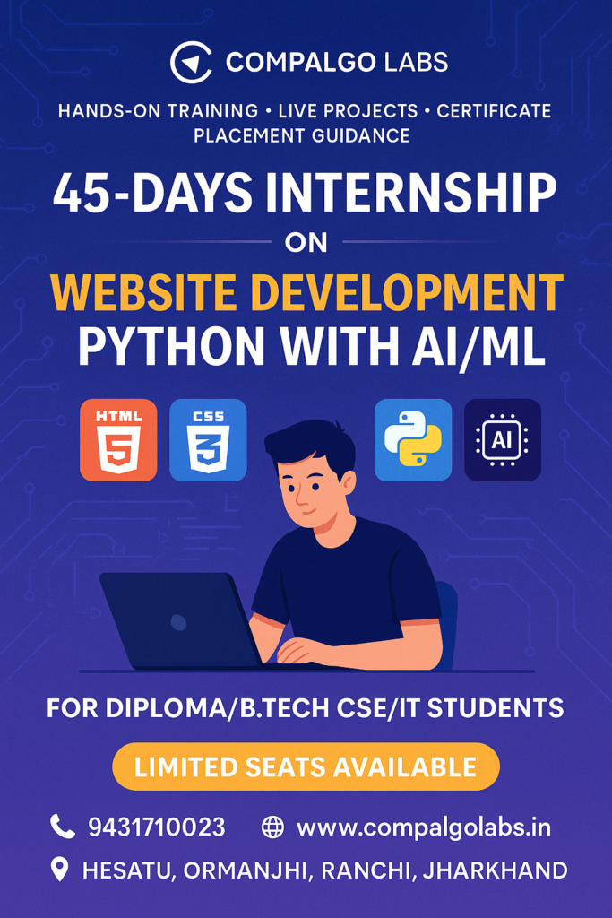 summer internship for diploma/ btech/bca/mca 2025