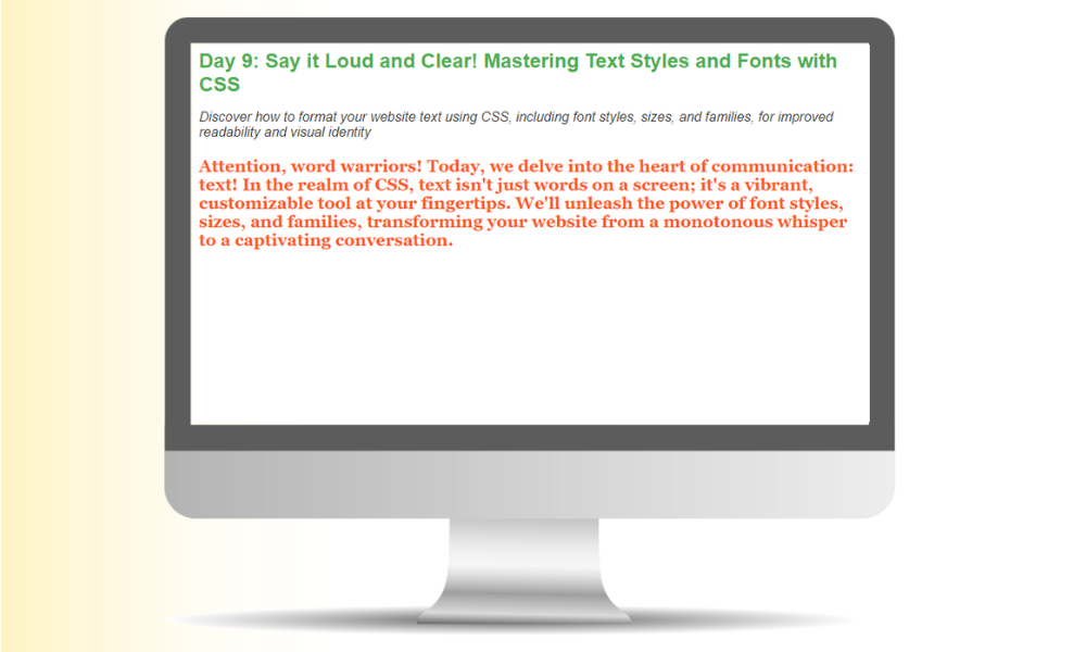 Day 9: Say it Loud and Clear! Mastering Text Styles and Fonts with CSS- compalgo_labs