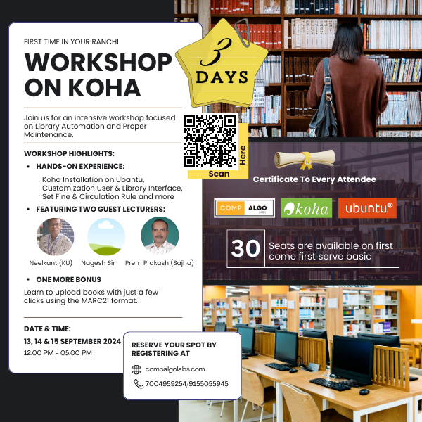 Compalgo Labs presents a 3-Day Workshop on Koha